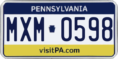 PA license plate MXM0598