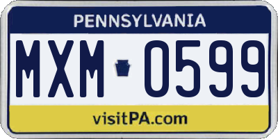 PA license plate MXM0599