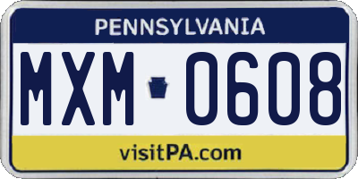 PA license plate MXM0608