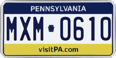 PA license plate MXM0610