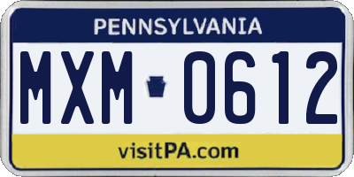 PA license plate MXM0612