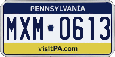 PA license plate MXM0613