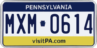 PA license plate MXM0614