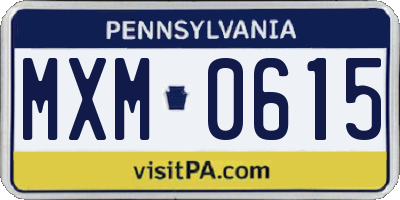 PA license plate MXM0615