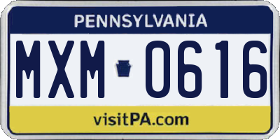 PA license plate MXM0616