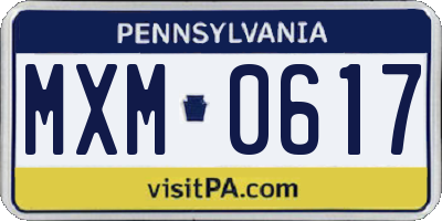 PA license plate MXM0617