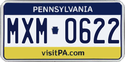 PA license plate MXM0622