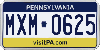 PA license plate MXM0625
