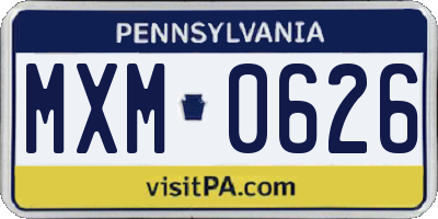 PA license plate MXM0626