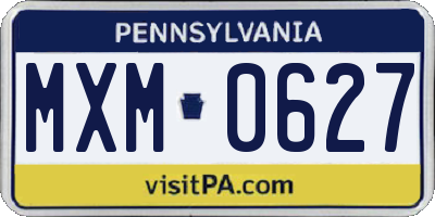 PA license plate MXM0627