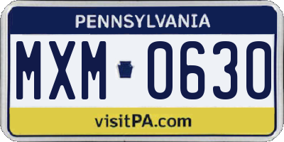 PA license plate MXM0630