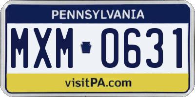 PA license plate MXM0631