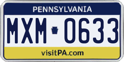 PA license plate MXM0633