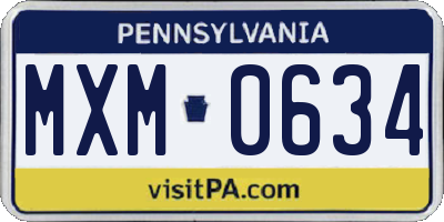PA license plate MXM0634
