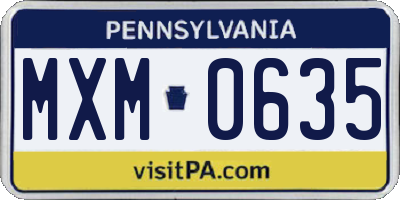 PA license plate MXM0635