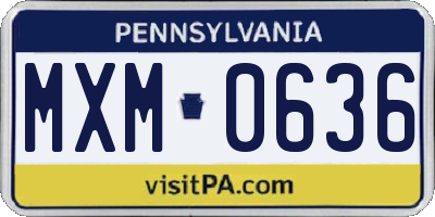 PA license plate MXM0636