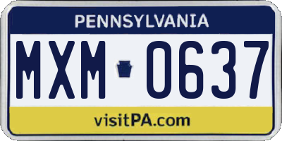 PA license plate MXM0637