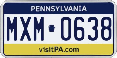 PA license plate MXM0638