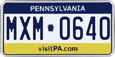 PA license plate MXM0640