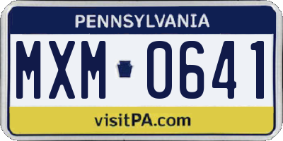 PA license plate MXM0641