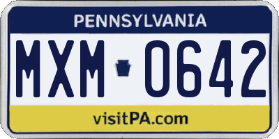 PA license plate MXM0642