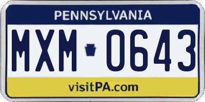 PA license plate MXM0643