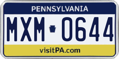 PA license plate MXM0644