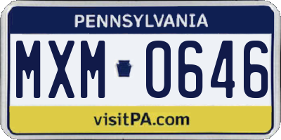 PA license plate MXM0646