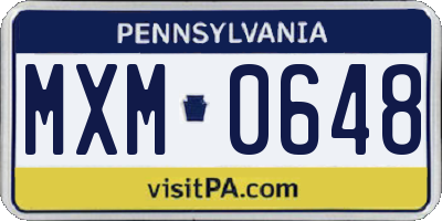 PA license plate MXM0648