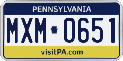 PA license plate MXM0651