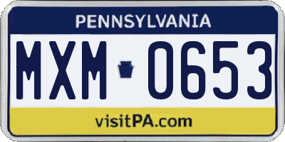 PA license plate MXM0653