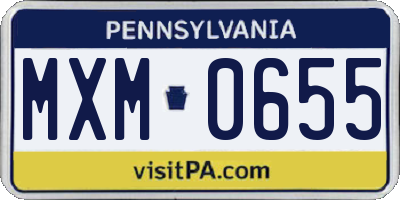 PA license plate MXM0655