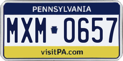 PA license plate MXM0657