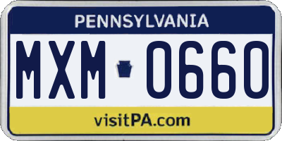 PA license plate MXM0660