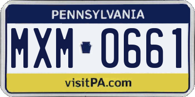 PA license plate MXM0661