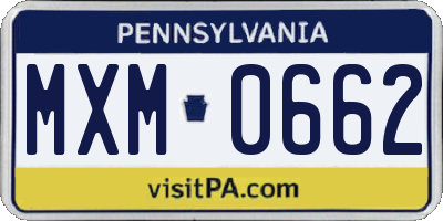 PA license plate MXM0662