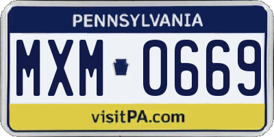 PA license plate MXM0669