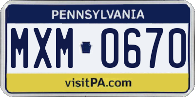 PA license plate MXM0670