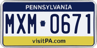 PA license plate MXM0671