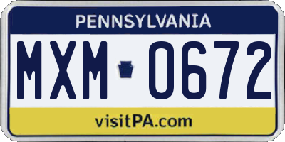 PA license plate MXM0672