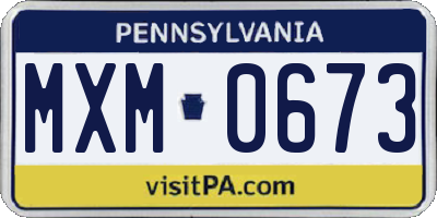 PA license plate MXM0673