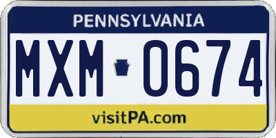 PA license plate MXM0674
