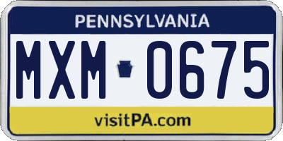 PA license plate MXM0675