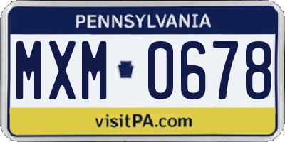 PA license plate MXM0678