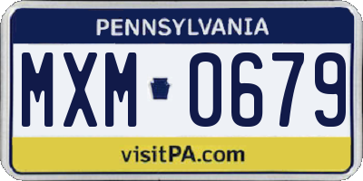 PA license plate MXM0679