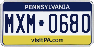 PA license plate MXM0680