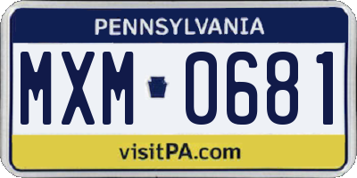 PA license plate MXM0681