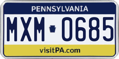 PA license plate MXM0685