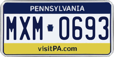 PA license plate MXM0693
