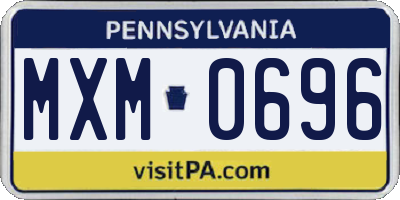 PA license plate MXM0696